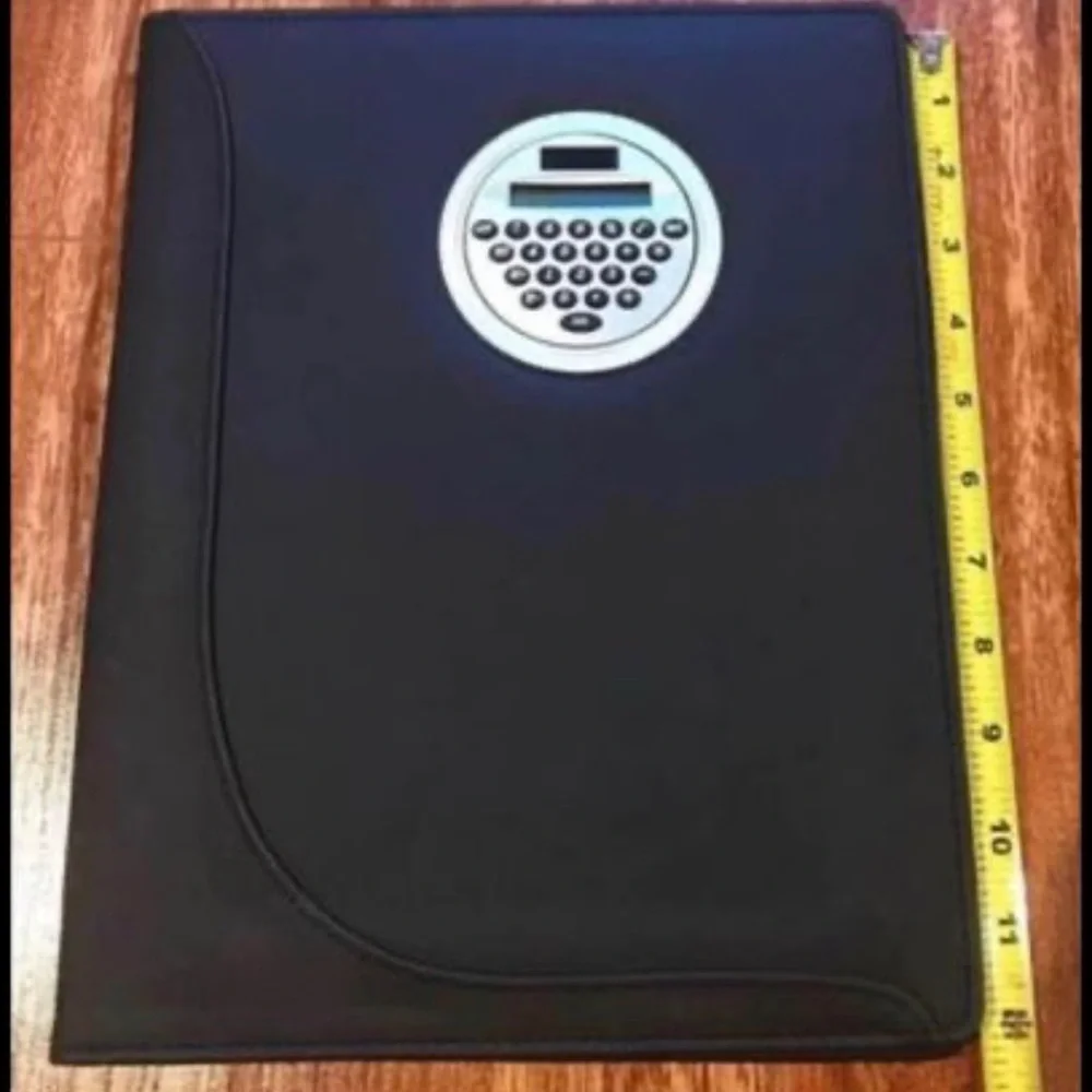 Office Notepad Holder w/ Calculator & Pen Holder 12”X10” Black multiple inside …